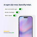 Blauw licht screen protector van Spectify met functies voor minder moeie ogen, minder hoofdpijn en beter slapen.
