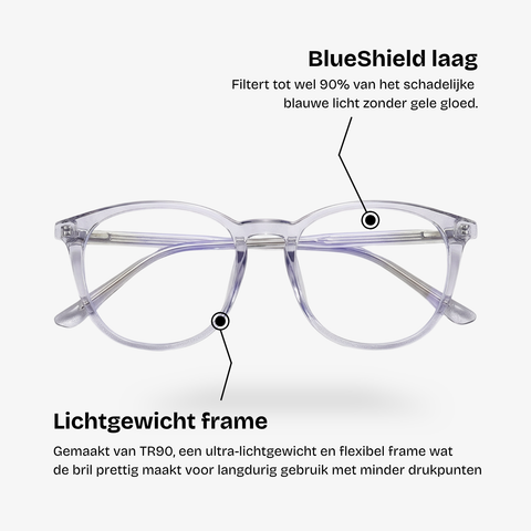 BlueShield blauw licht screen protector - brillenglazen met BlueShield laag en lichtgewicht frame.