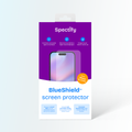 BlueShield™ blauw licht screen protector verpakking van Spectify met duidelijke productdetails.